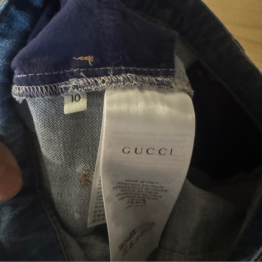 Gucci Blue Denim Jeans with Multicolor Floral & Butterfly Embroidery - Picture 5 of 5
